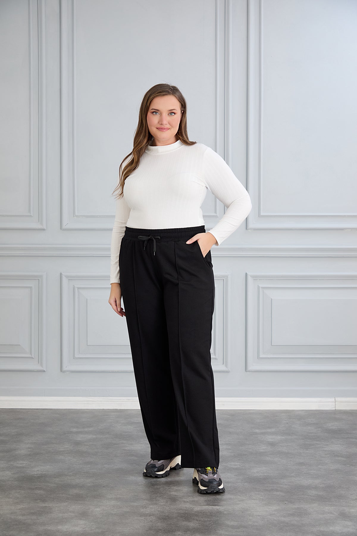 Pantalon sport marime mare larg Daily - negru