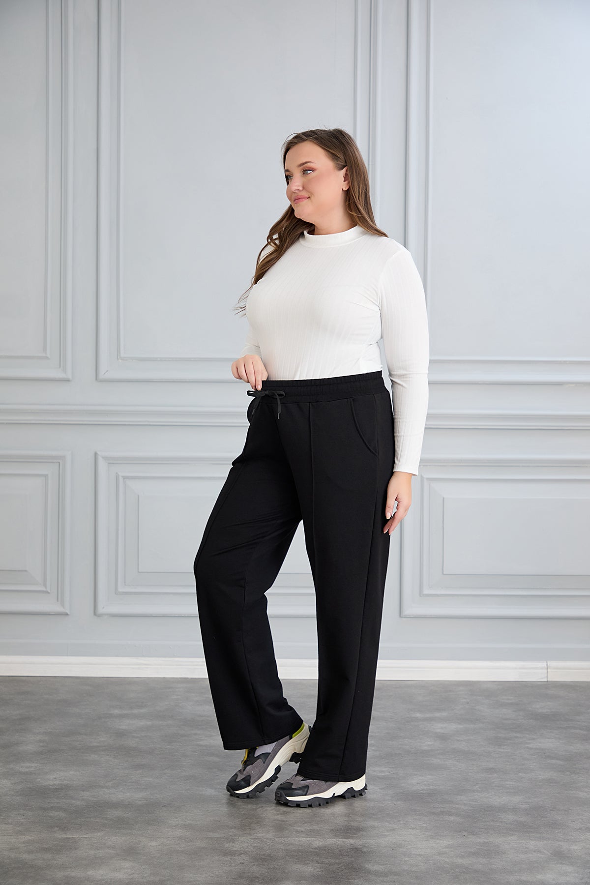 Pantalon sport marime mare larg Daily - negru