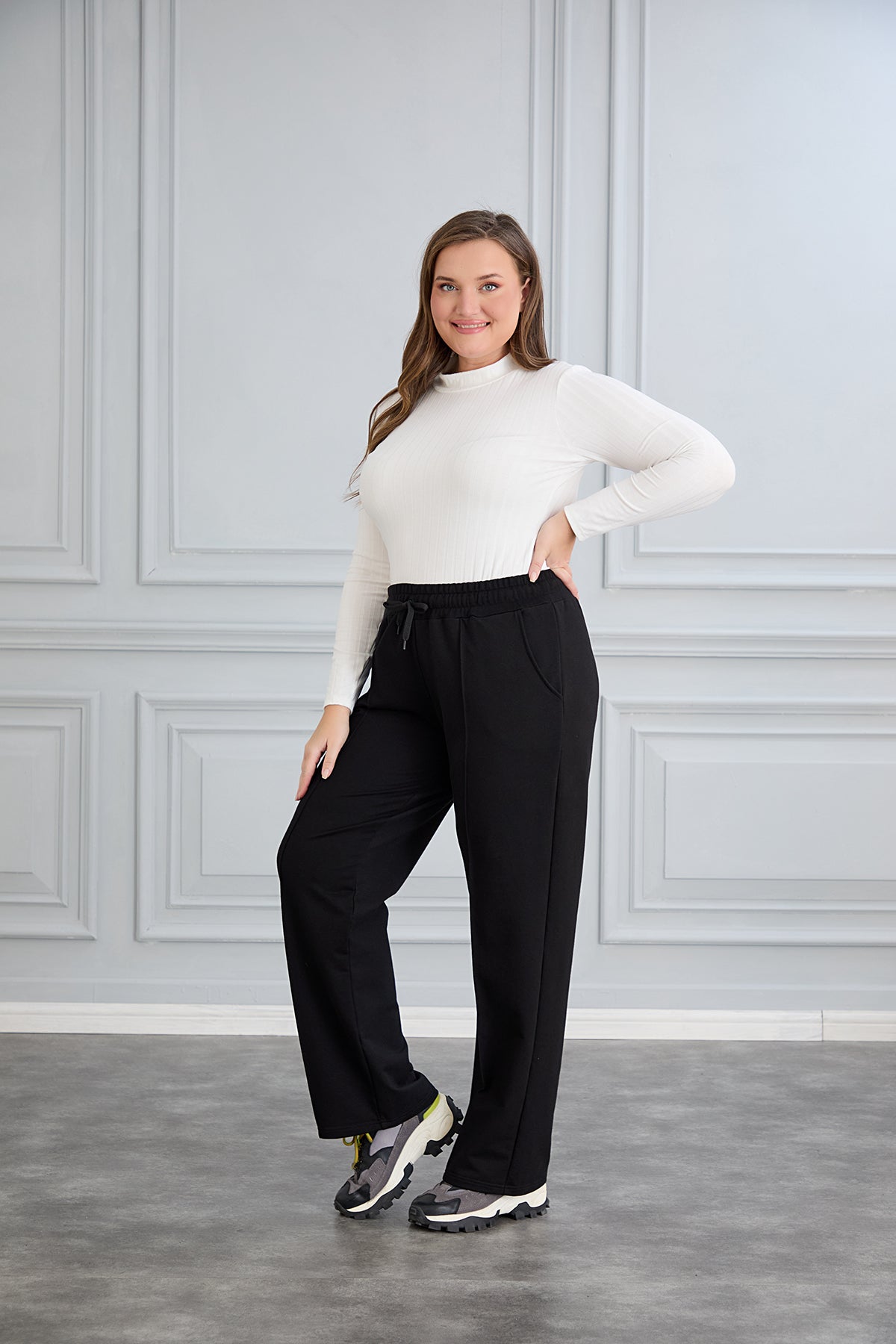 Pantalon sport marime mare larg Daily - negru