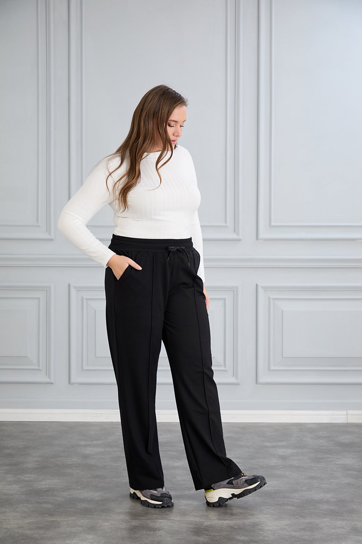 Pantalon sport marime mare larg Daily - negru