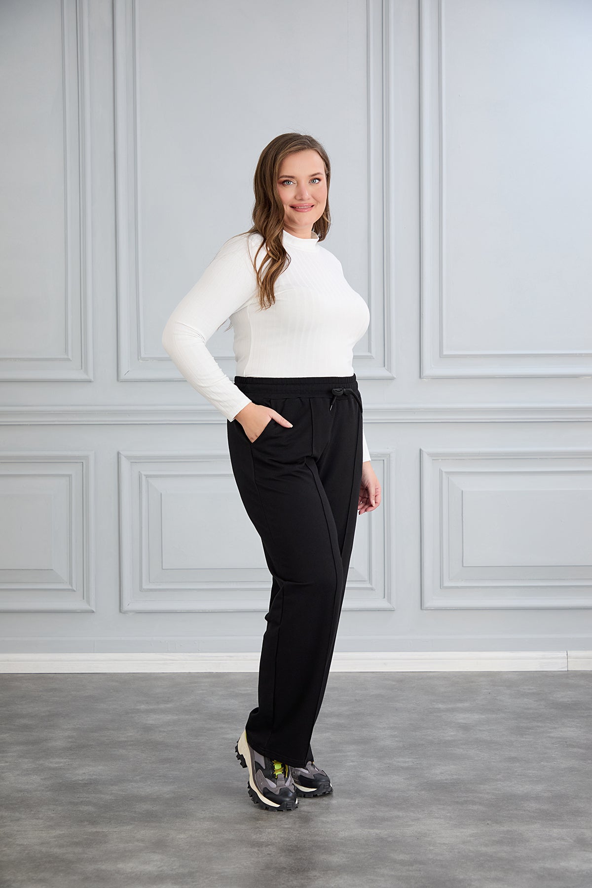Pantalon sport marime mare larg Daily - negru