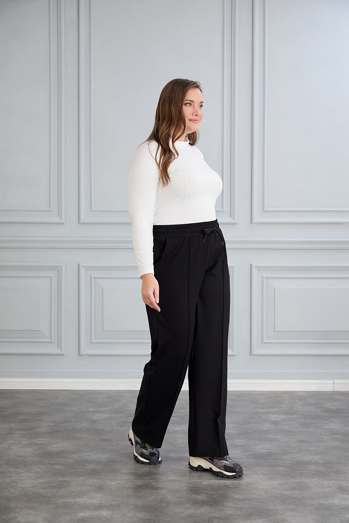 Pantalon sport marime mare larg Daily - negru