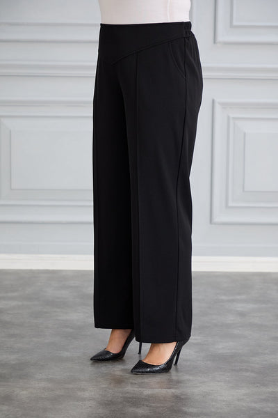 Pantalon marime mare cu croiala larga - negru