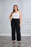 Pantalon marime mare cu croiala larga - negru