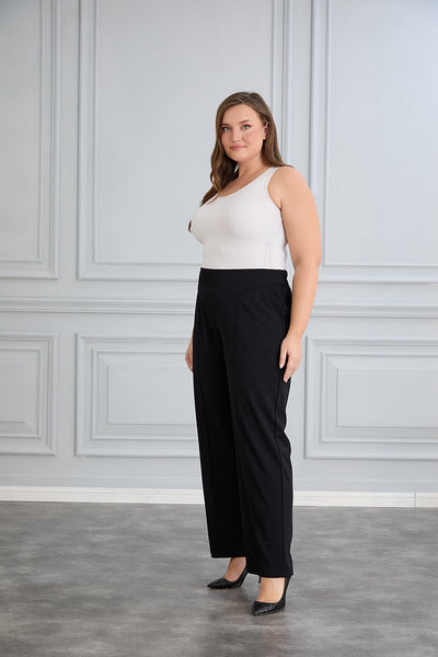 Pantalon marime mare cu croiala larga - negru