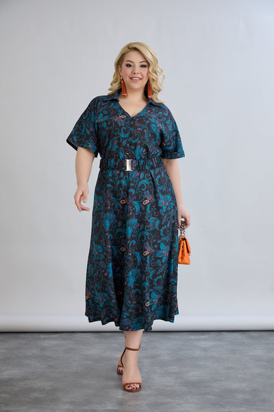 Rochie marime mare florala din viscoza
