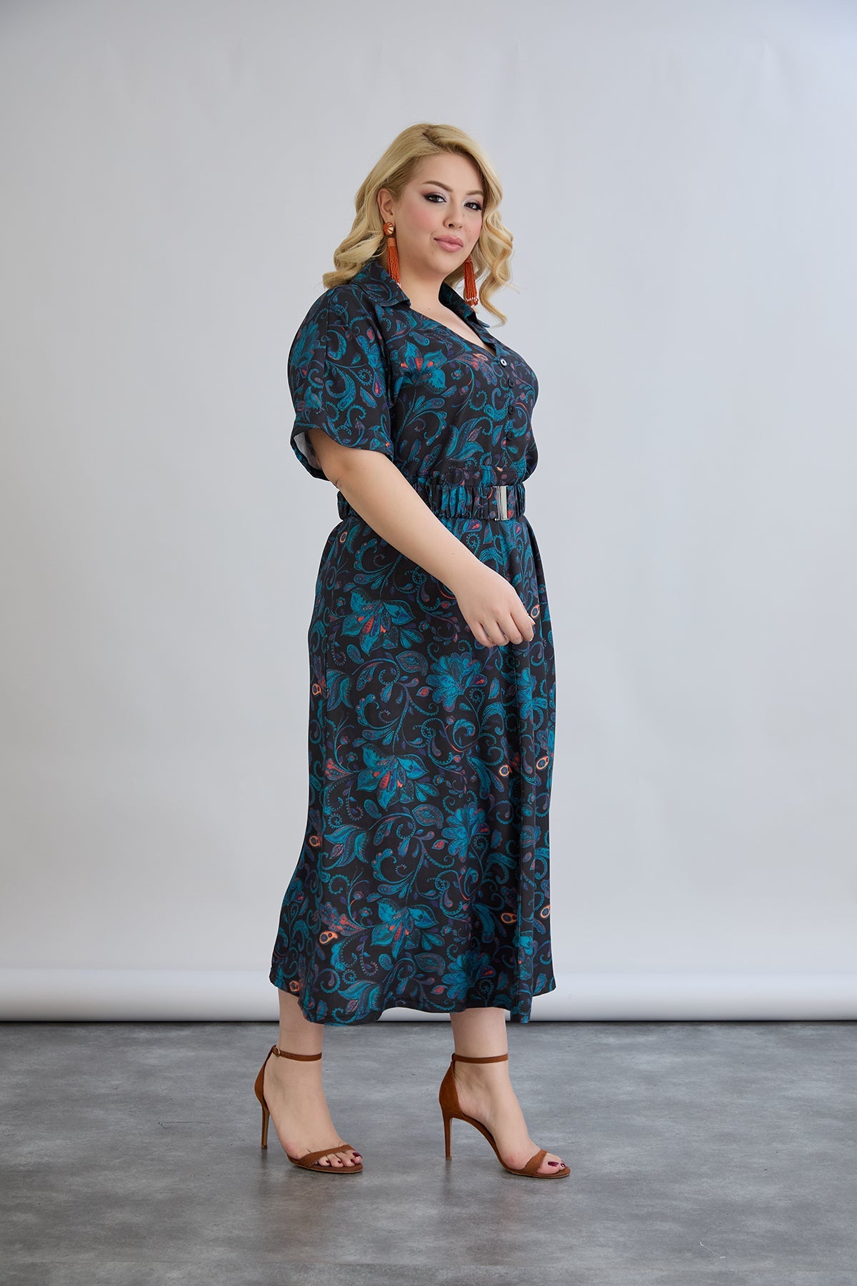 Rochie marime mare florala din viscoza