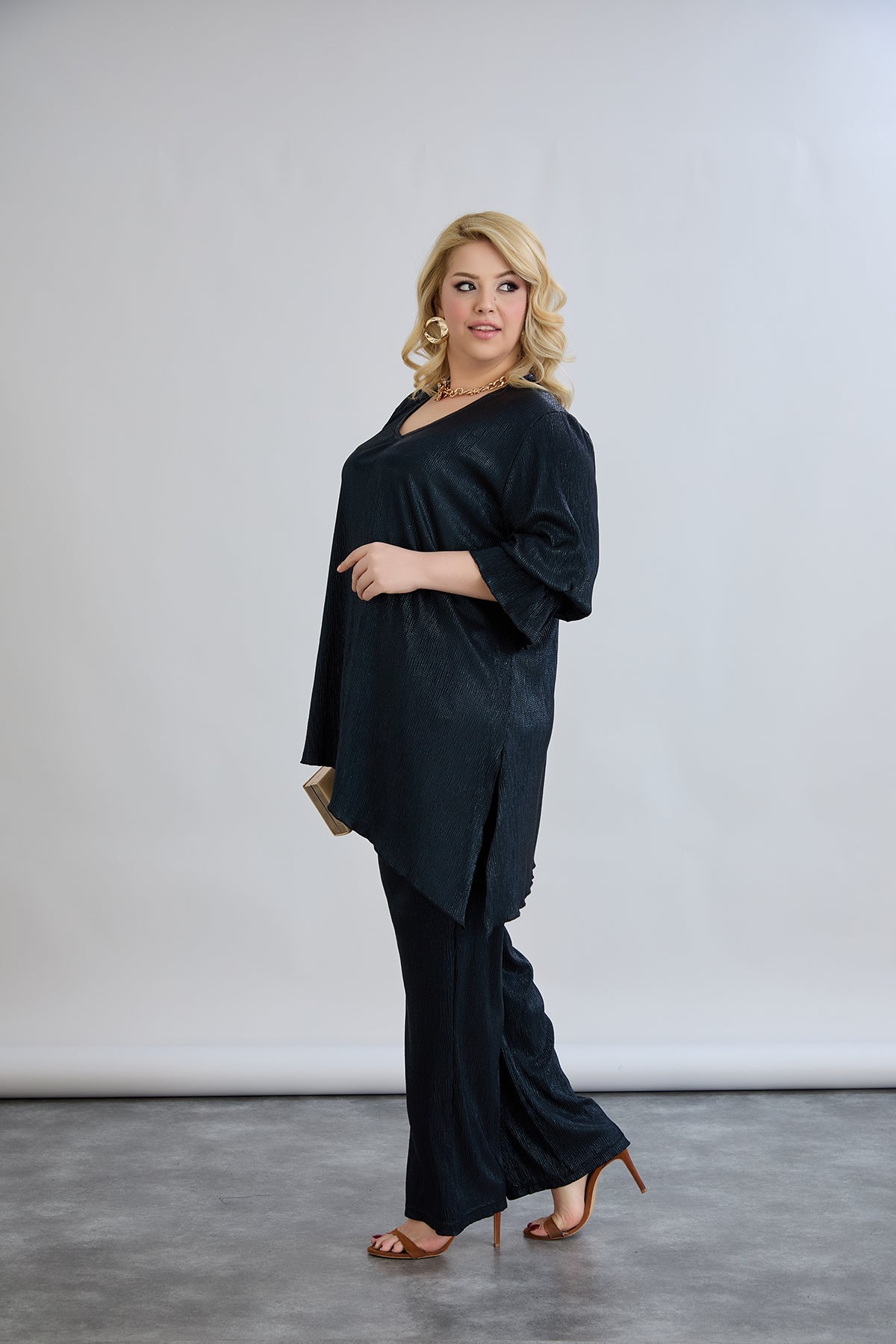 Set formal marime mare din 2 piese cu efect de lux