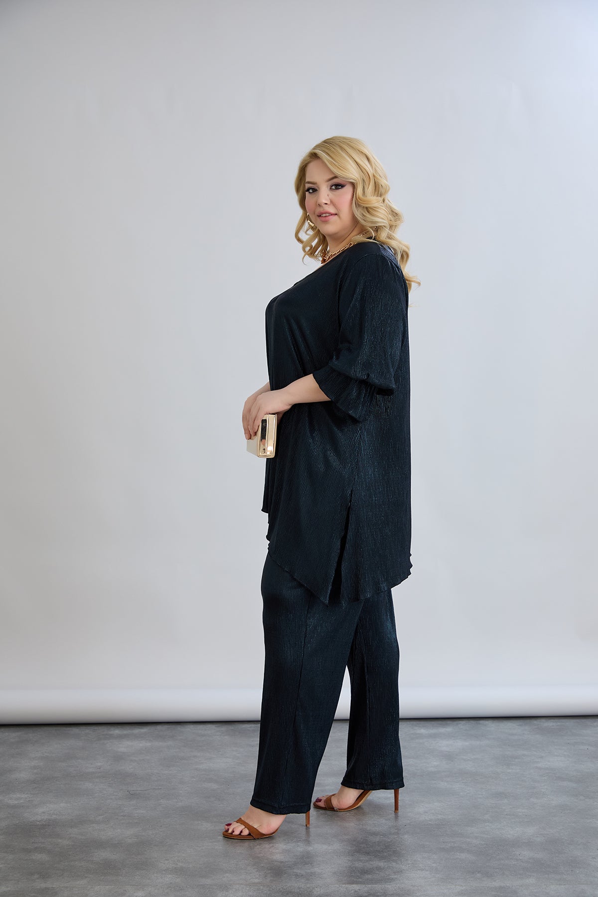 Set formal marime mare din 2 piese cu efect de lux