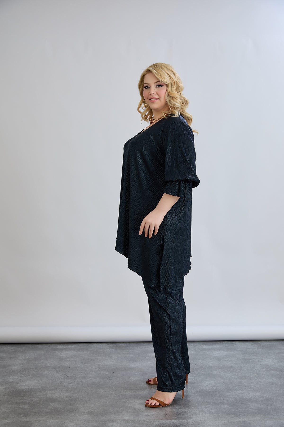 Set formal marime mare din 2 piese cu efect de lux