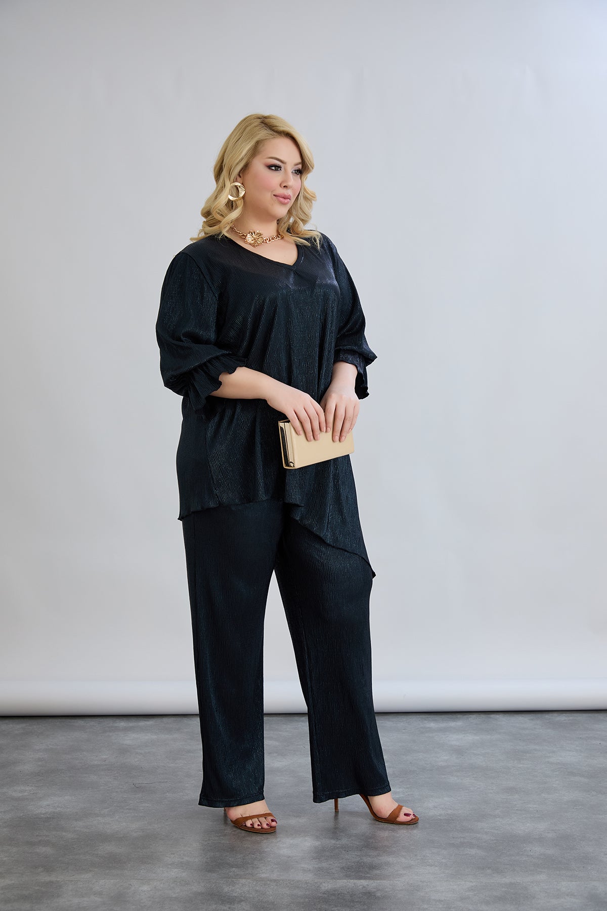 Set formal marime mare din 2 piese cu efect de lux