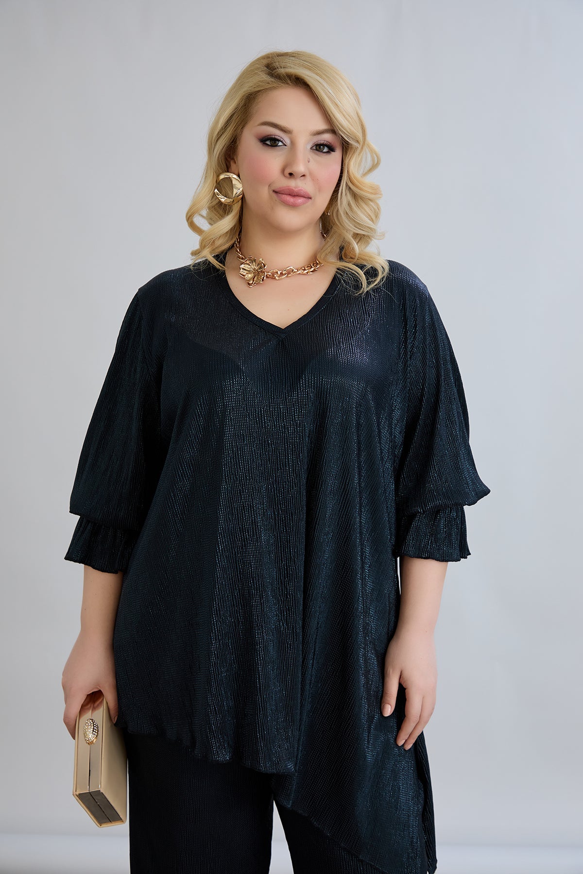 Set formal marime mare din 2 piese cu efect de lux