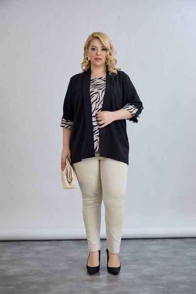 Set marime mare din 2 piese - bluza fara maneci si sacou