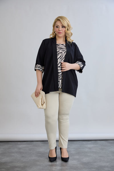 Set marime mare din 2 piese - bluza fara maneci si sacou