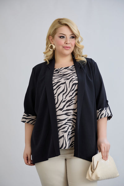 Set marime mare din 2 piese - bluza fara maneci si sacou