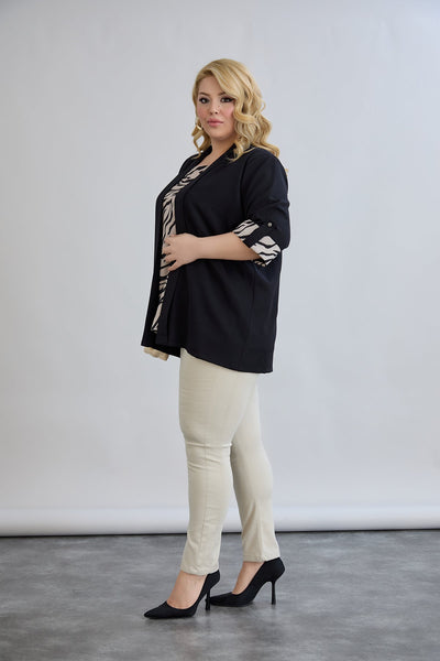 Set marime mare din 2 piese - bluza fara maneci si sacou
