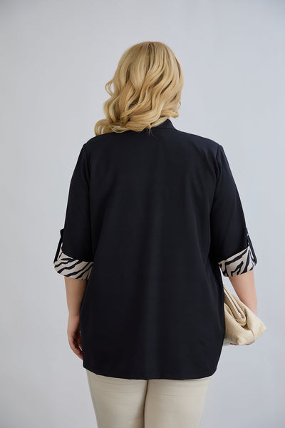 Set marime mare din 2 piese - bluza fara maneci si sacou