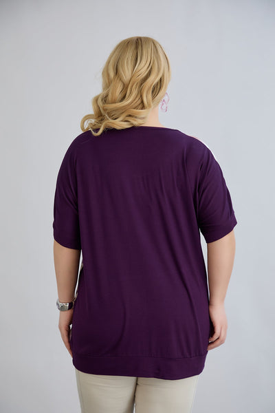 Bluza marime mare imprimata cu spatele vascoza - mov pastel