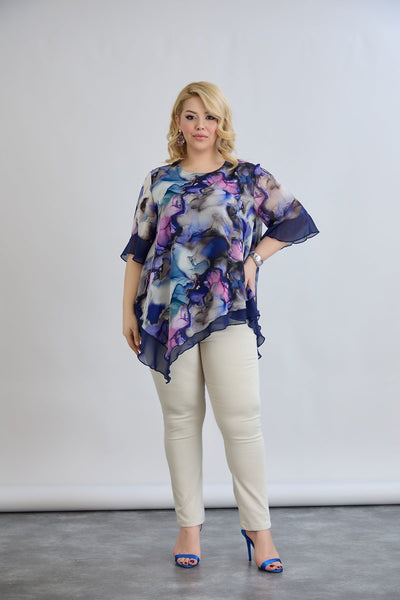 Tunica  marime mare din sifon - acuarela