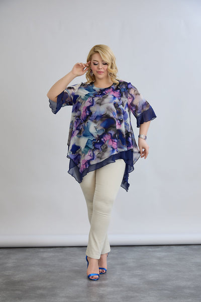 Tunica  marime mare din sifon - acuarela