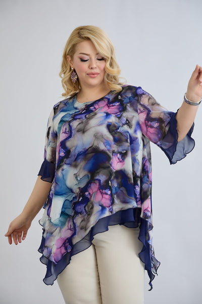 Tunica  marime mare din sifon - acuarela