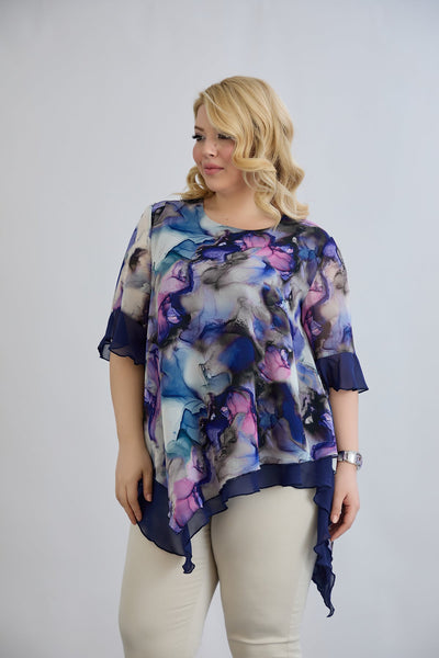 Tunica  marime mare din sifon - acuarela