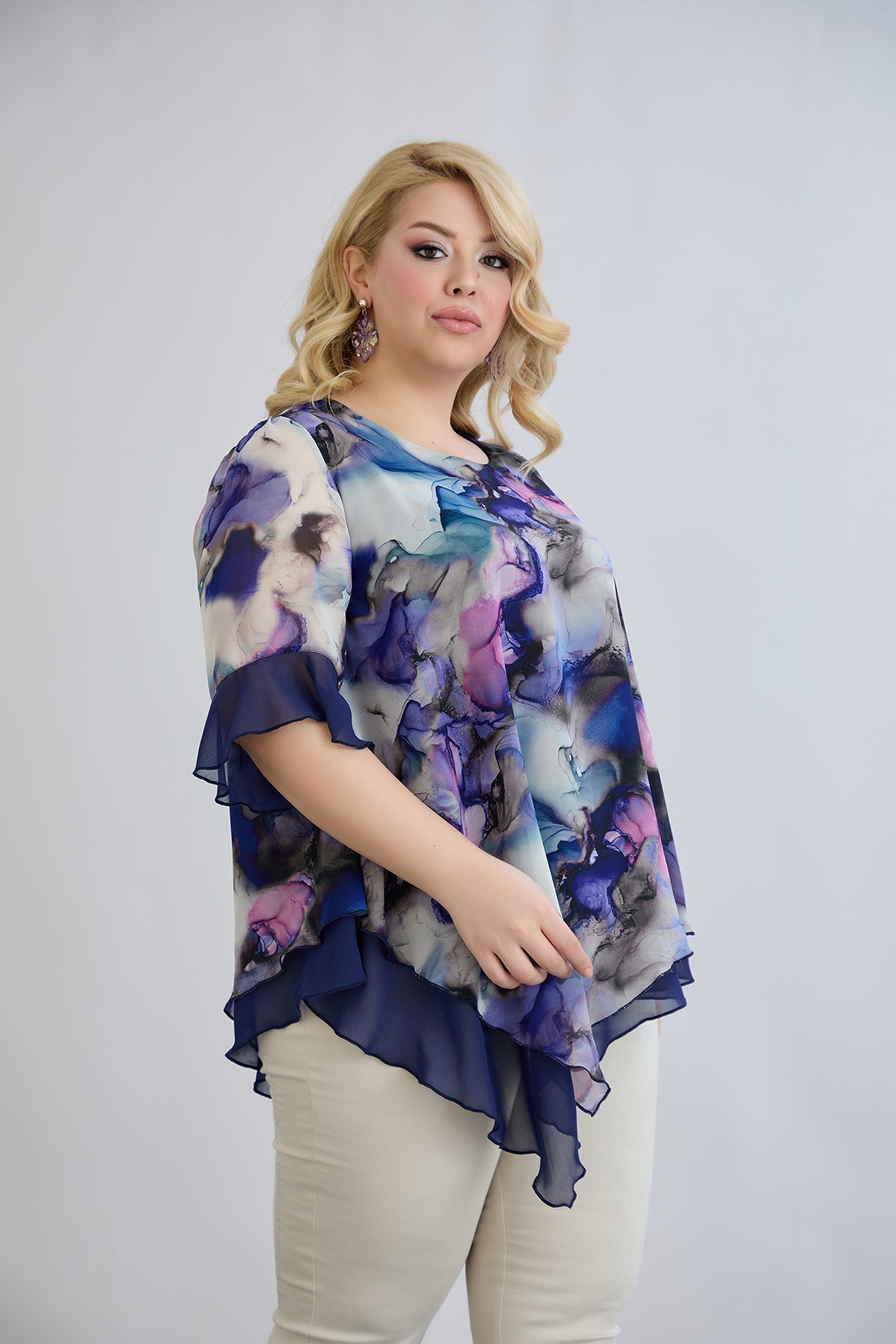 Tunica  marime mare din sifon - acuarela