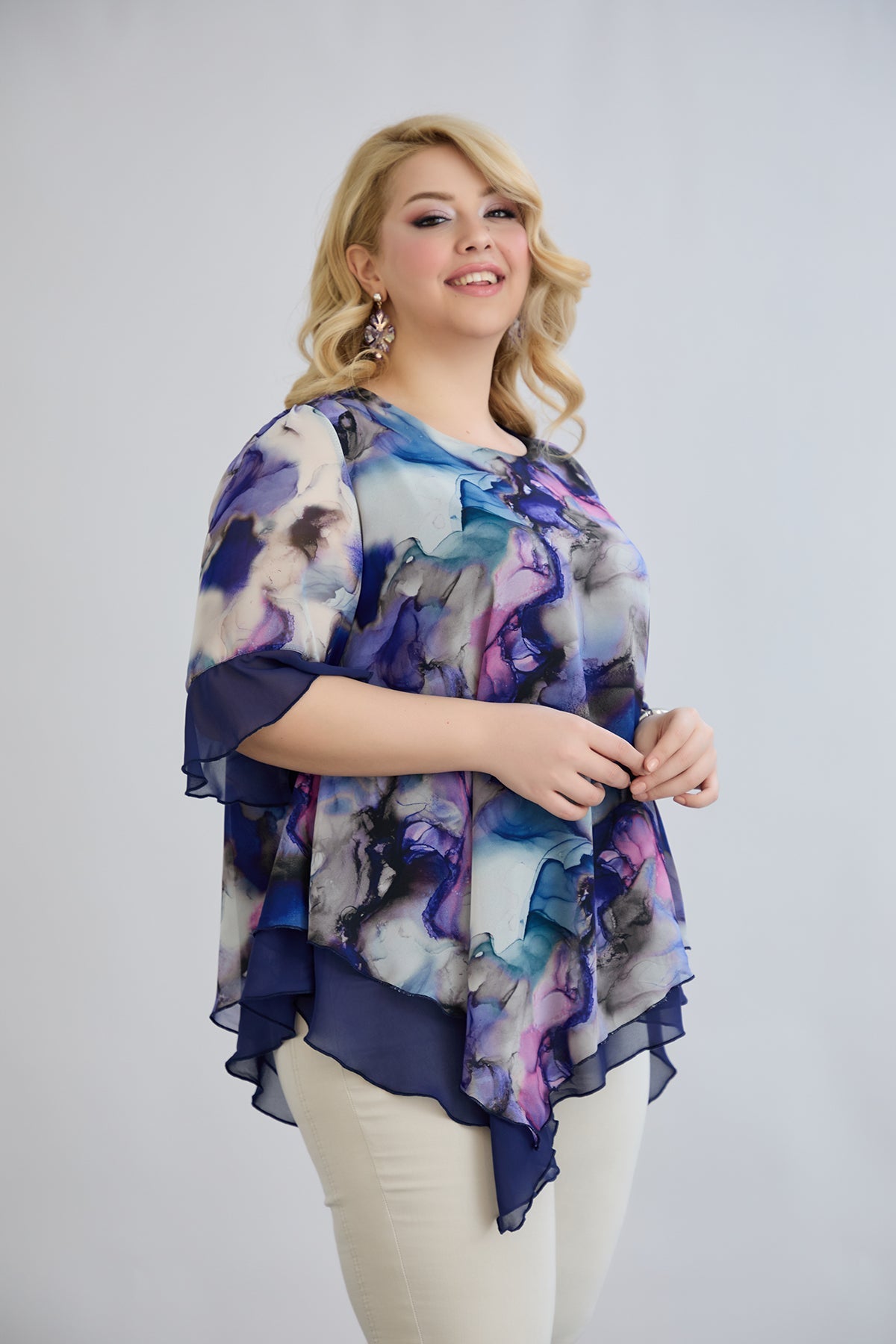 Tunica  marime mare din sifon - acuarela