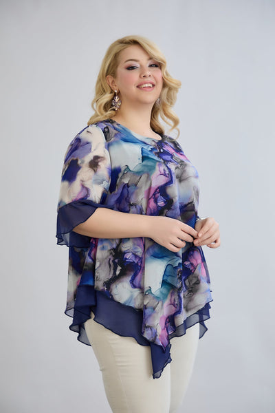 Tunica  marime mare din sifon - acuarela