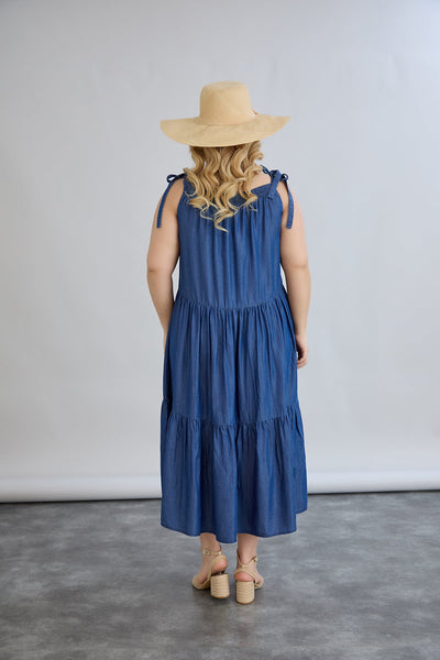 Rochie marime mare de vara din tencel cu volane