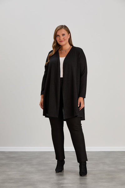 Cardigan marime mare cu lame discrete - negru