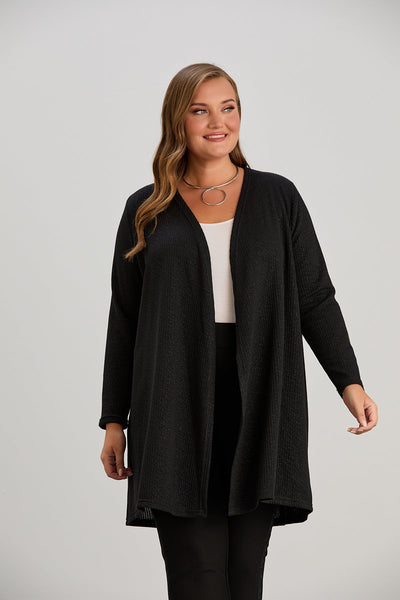 Cardigan marime mare cu lame discrete - negru