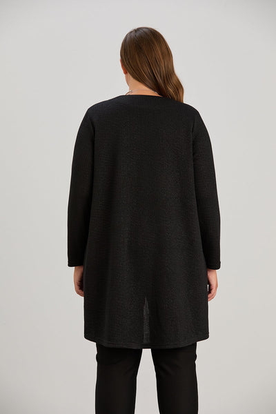 Cardigan marime mare cu lame discrete - negru