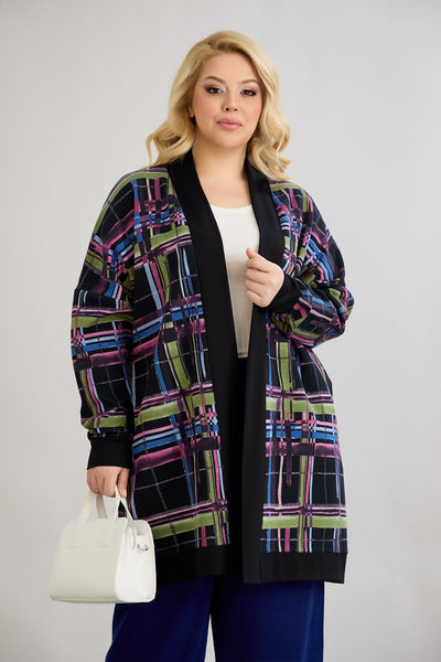 Cardigan marime mare din bumbac fara inchidere - roz