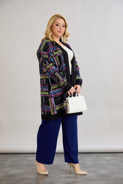Cardigan marime mare din bumbac fara inchidere - roz
