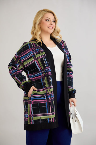Cardigan marime mare din bumbac fara inchidere - roz