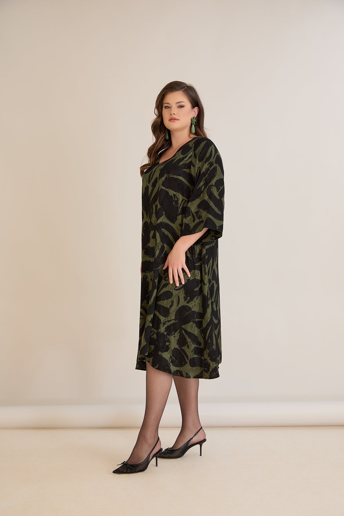 Rochie marime mare croila A din vascoza – verde