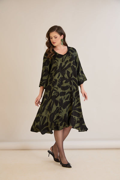 Rochie marime mare croila A din vascoza – verde