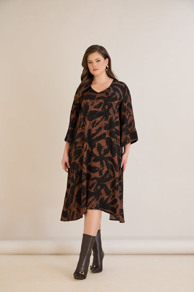 Rochie marime mare croila A din vascoza – mocha