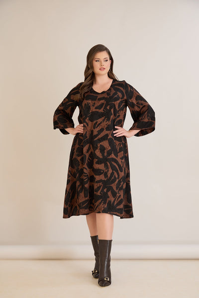 Rochie marime mare croila A din vascoza – mocha