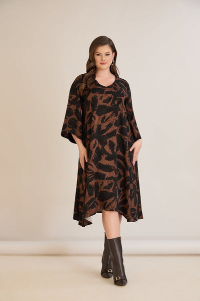Rochie marime mare croila A din vascoza – mocha