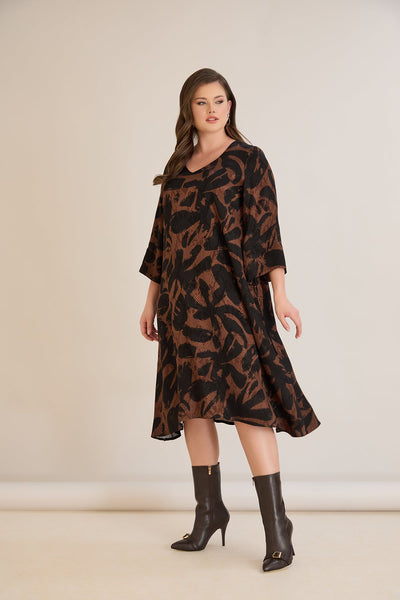 Rochie marime mare croila A din vascoza – mocha