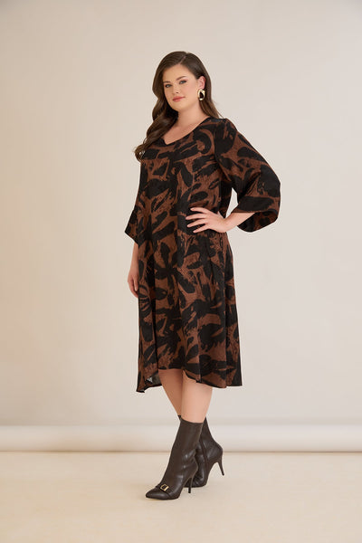 Rochie marime mare croila A din vascoza – mocha
