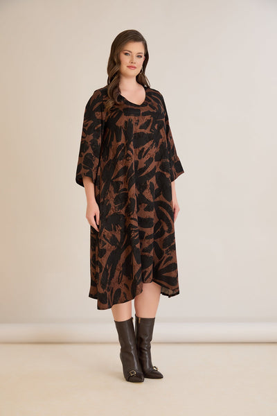 Rochie marime mare croila A din vascoza – mocha
