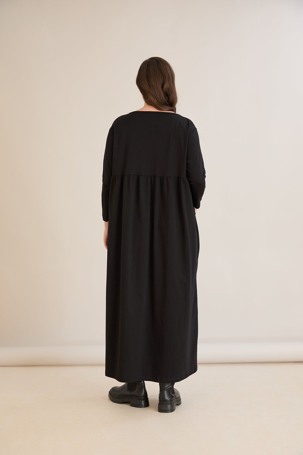 Rochie marime mare din bumbac cu imprimeu contrastant