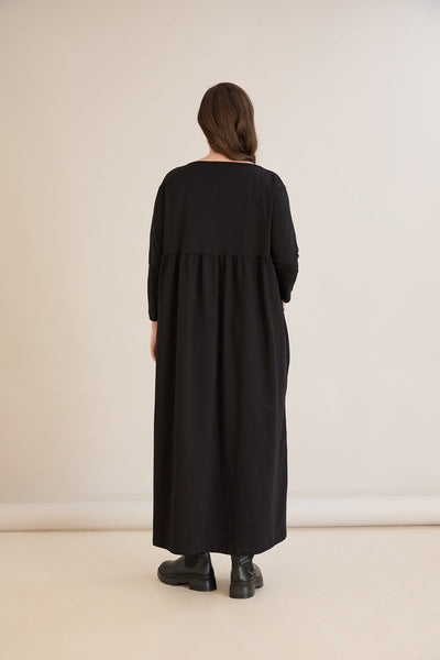 Rochie marime mare din bumbac cu imprimeu contrastant