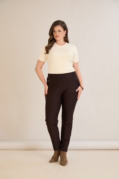 Pantalon modelator marime mare Borisa – maro cafea
