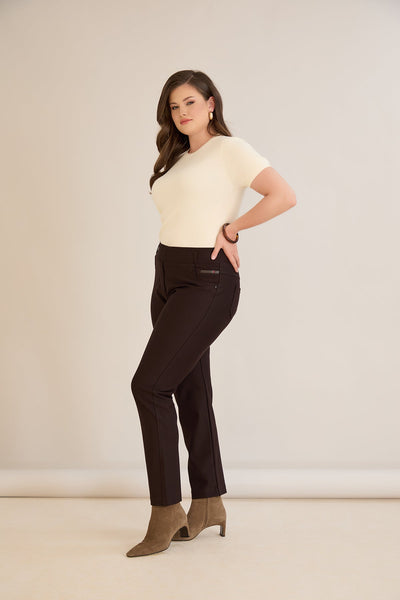 Pantalon modelator marime mare Borisa – maro cafea