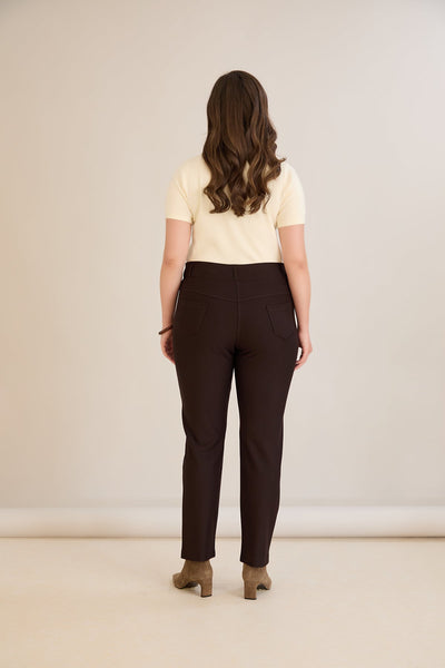 Pantalon modelator marime mare Borisa – maro cafea