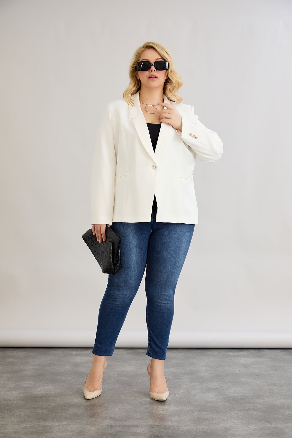 Sacou elegant si modern cu captuseala - alb
